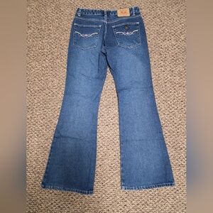 Angels Jeanswear Y2K Low Rise Flare Jeans Flower Embroidery Juniors 9